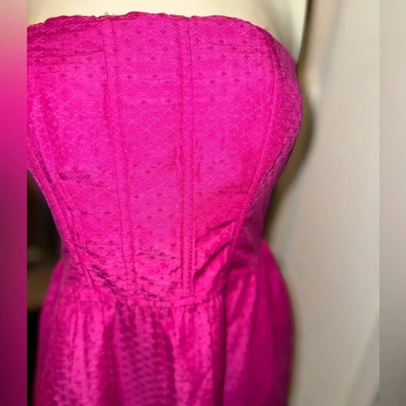 - HOT PINK BAND OF THE FREE MINI CORSET TOP STRAPLESS DRESS WITH POCKETS MEDIUM - Picture 3 of 16
